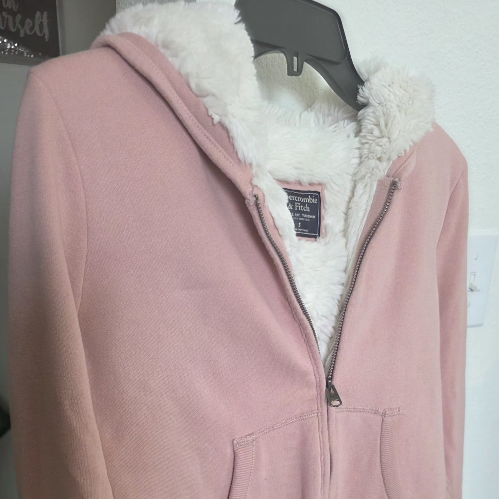 Abercrombie & Fitch Pink Fleece With Sherpa Hoodie